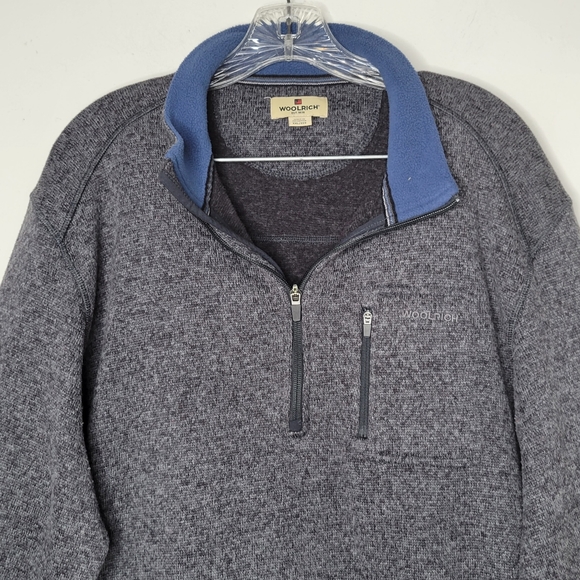 Woolrich Quarter 1/4 Zip Pullover Sweater Sweatshirt Mens XXL Charcoal Gray Blue - Picture 3 of 13